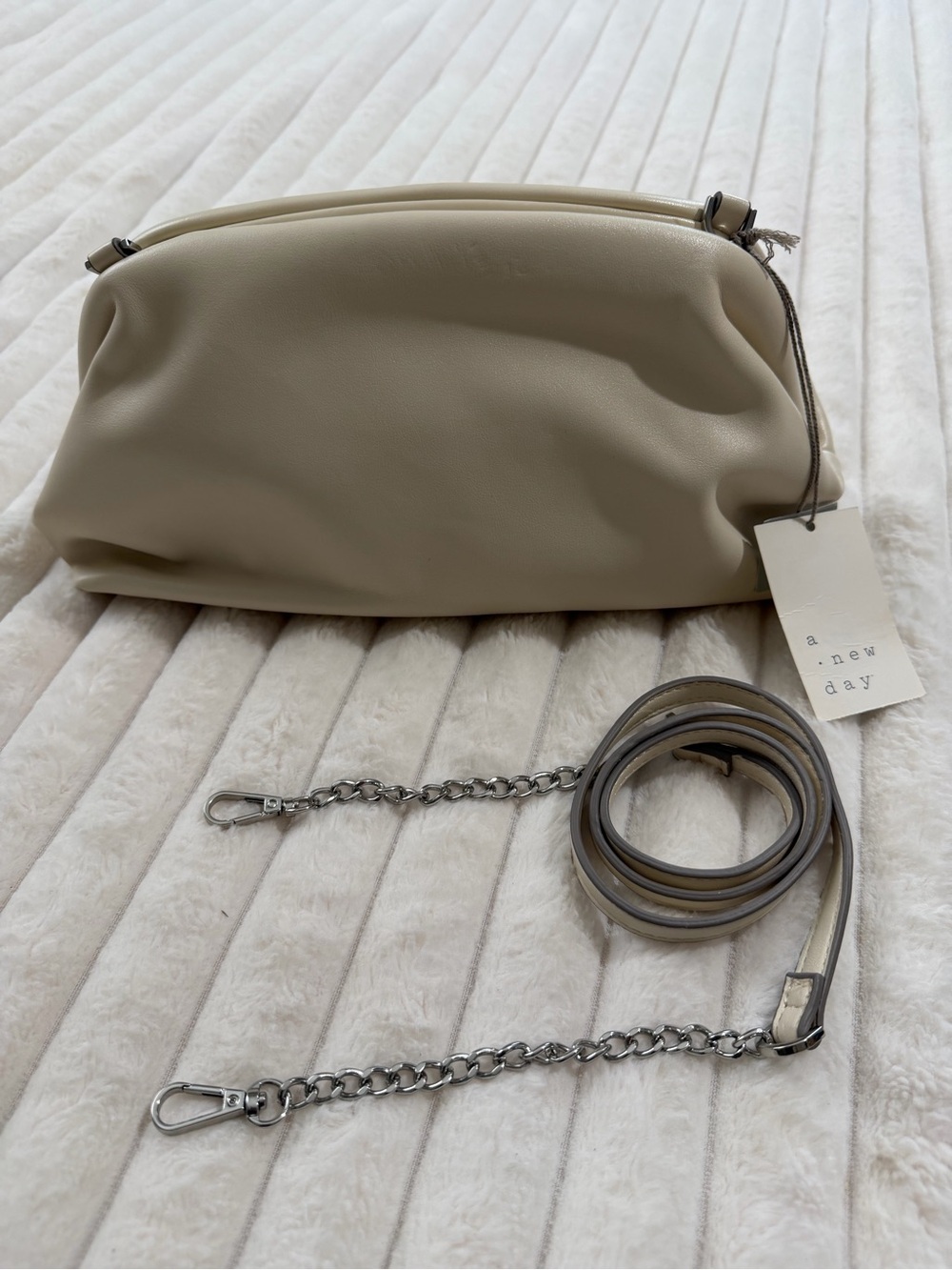 a new day beige cream crossbody bag with chain strap